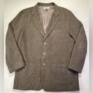 Tommy Bahama Men's Blazer Wool Blend Brown Herringbone Relaxed - L - Like New!